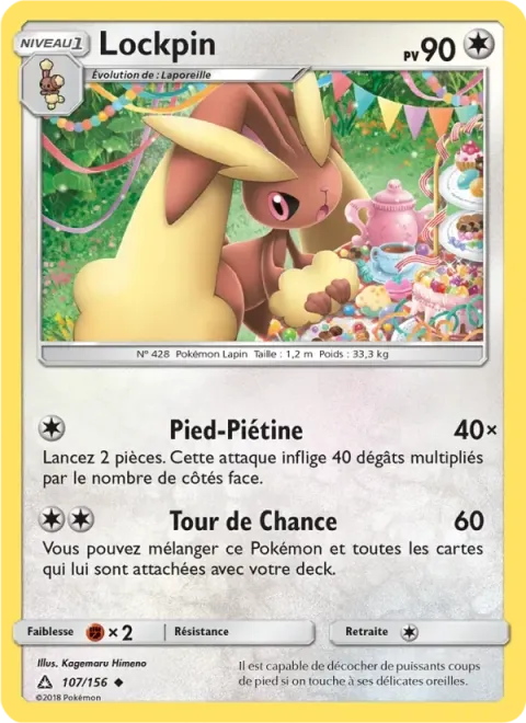 Carte Pokémon Lockpin 107/156, extension Ultra-Prisme