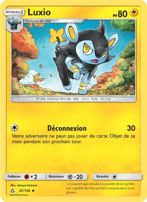 Carte Pokémon Luxio 047/156, extension Ultra-Prisme