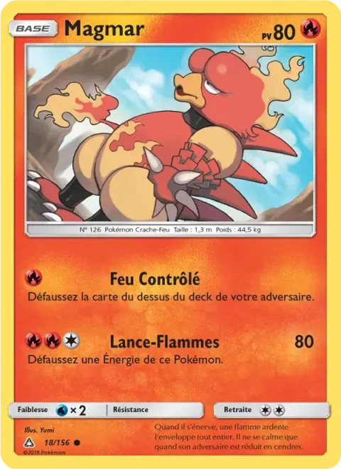 Carte Pokémon Magmar 018/156, extension Ultra-Prisme