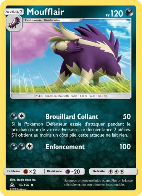 Carte Pokémon Moufflair 076/156, extension Ultra-Prisme