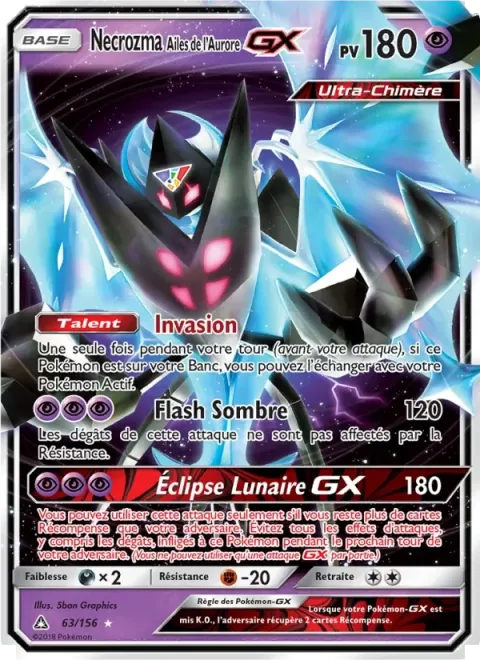 Carte Pokémon Necrozma Ailes de l’Aurore GX 063/156, extension Ultra-Prisme