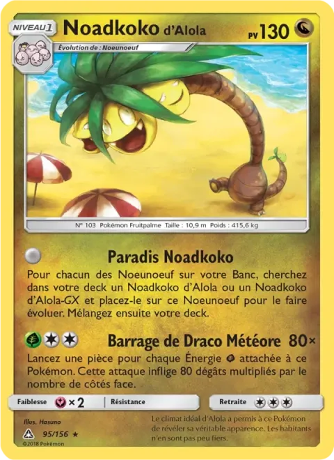 Carte Pokémon Noadkoko d’Alola 095/156, extension Ultra-Prisme