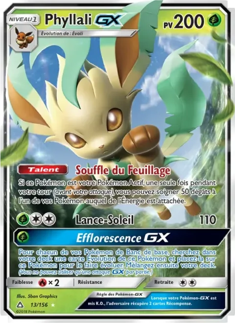 Carte Pokémon Phyllali GX 013/156, extension Ultra-Prisme
