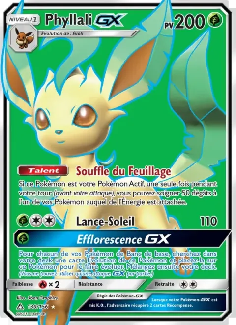 Carte Pokémon Phyllali GX 139/156, extension Ultra-Prisme