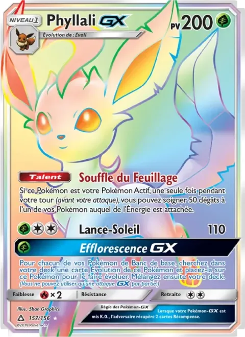 Carte Pokémon Phyllali GX 157/156, extension Ultra-Prisme