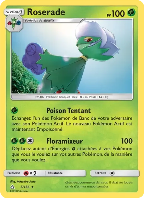 Carte Pokémon Roserade 005/156, extension Ultra-Prisme