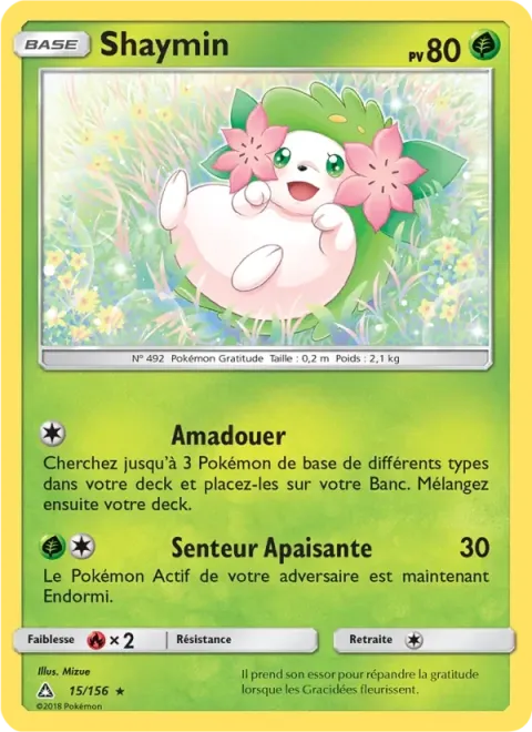 Carte Pokémon Shaymin 015/156, extension Ultra-Prisme