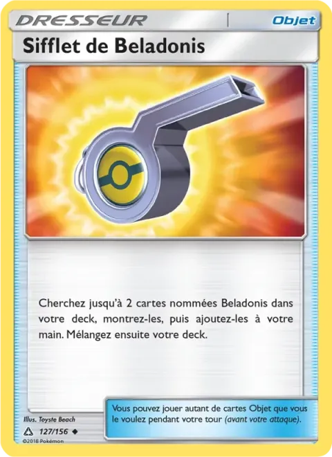 Carte Pokémon Sifflet de Beladonis 127/156, extension Ultra-Prisme