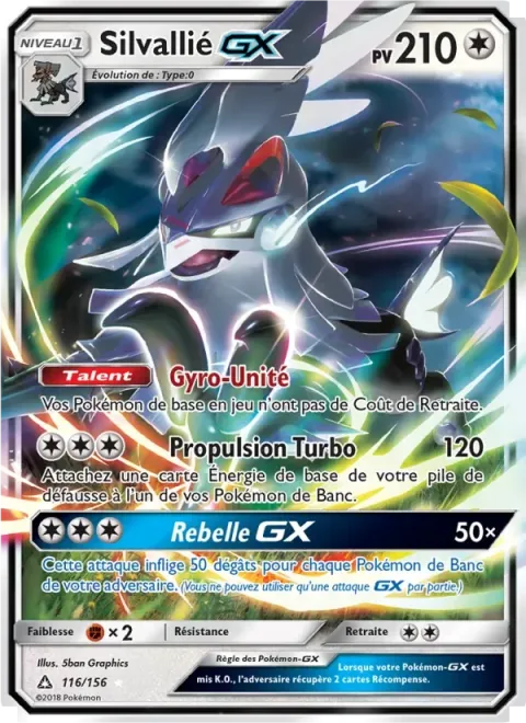 Carte Pokémon Silvallié GX 116/156, extension Ultra-Prisme