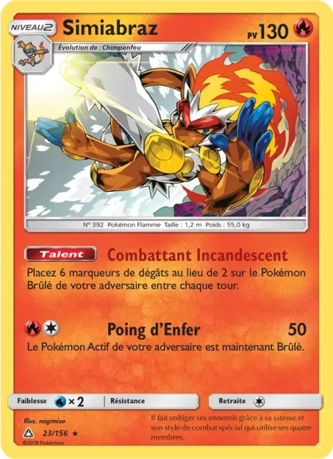 Carte Pokémon Simiabraz 023/156, extension Ultra-Prisme
