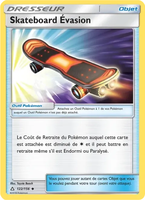 Carte Pokémon Skateboard Évasion 122/156, extension Ultra-Prisme