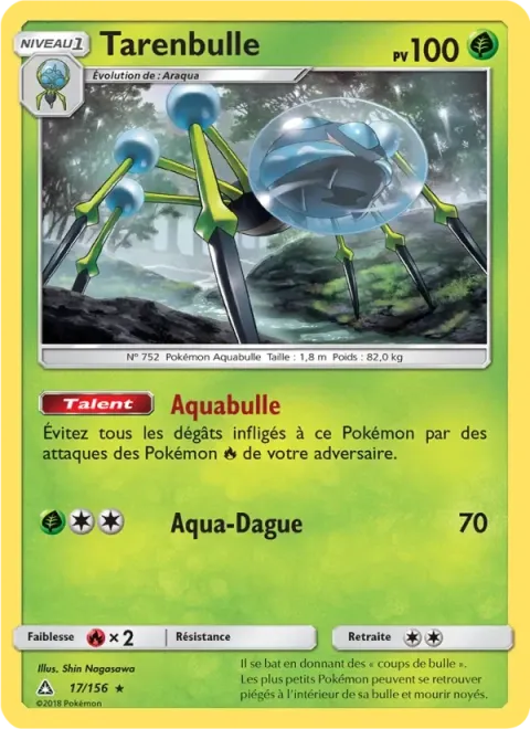 Carte Pokémon Tarenbulle 017/156, extension Ultra-Prisme
