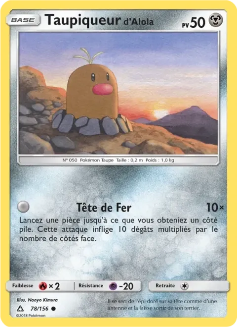 Carte Pokémon Taupiqueur d’Alola 078/156, extension Ultra-Prisme