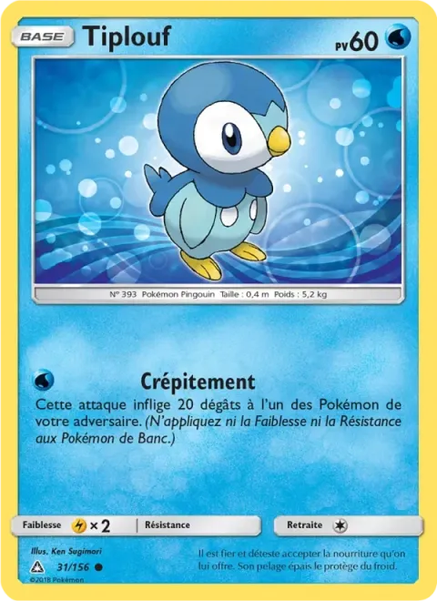 Carte Pokémon Tiplouf 031/156, extension Ultra-Prisme