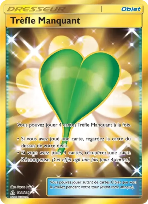 Carte Pokémon Trèfle Manquant 168/156, extension Ultra-Prisme