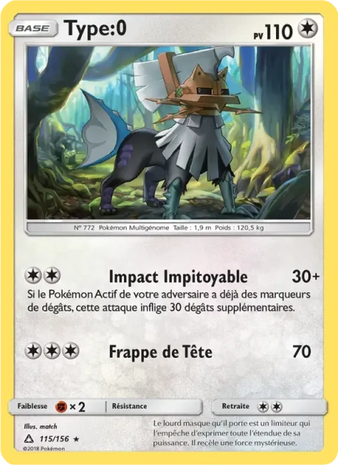 Carte Pokémon Type:0 115/156, extension Ultra-Prisme