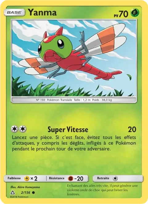 Carte Pokémon Yanma 002/156, extension Ultra-Prisme