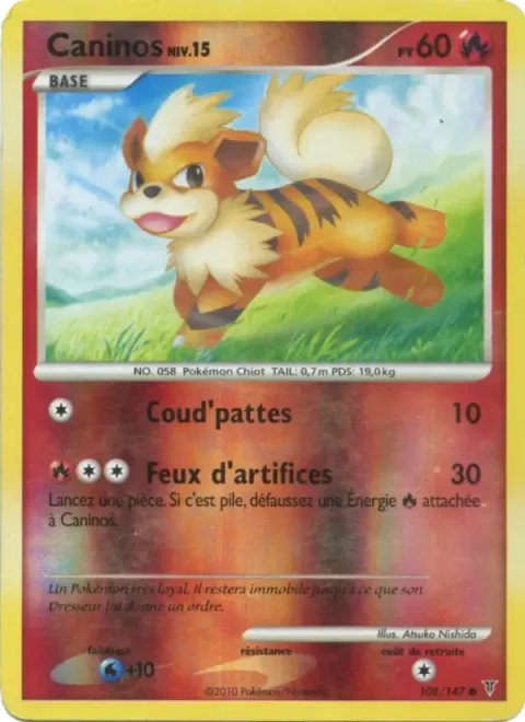 Carte Pokémon Caninos 108/147, extension Vainqueurs Suprêmes