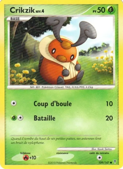 Carte Pokémon Crikzik 109/147, extension Vainqueurs Suprêmes