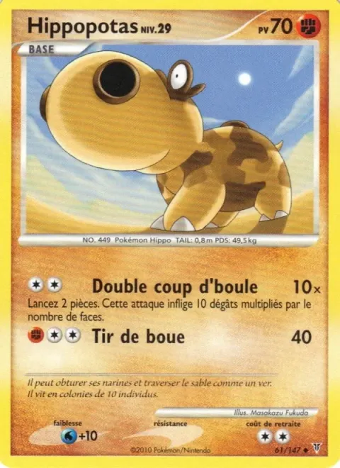 Carte Pokémon Hippopotas 061/147, extension Vainqueurs Suprêmes