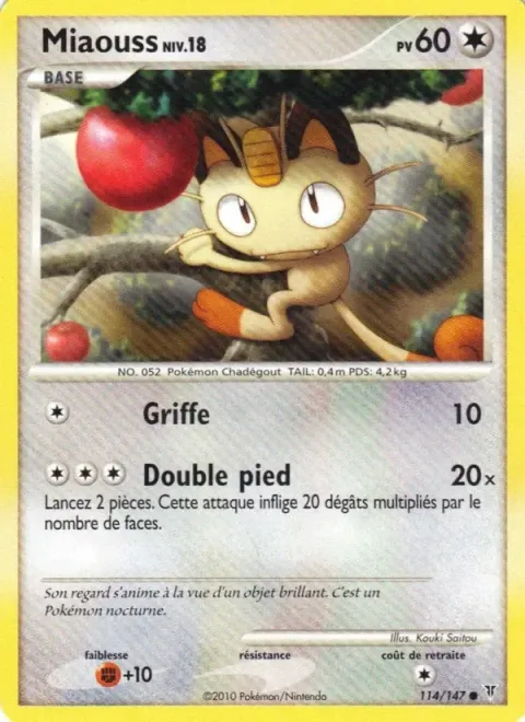 Carte Pokémon Miaouss 114/147, extension Vainqueurs Suprêmes