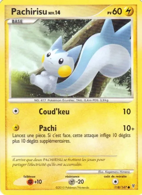 Carte Pokémon Pachirisu 118/147, extension Vainqueurs Suprêmes