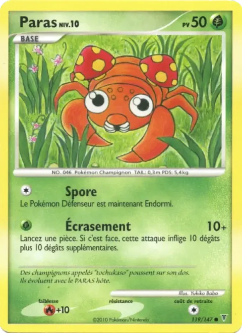 Carte Pokémon Paras 119/147, extension Vainqueurs Suprêmes