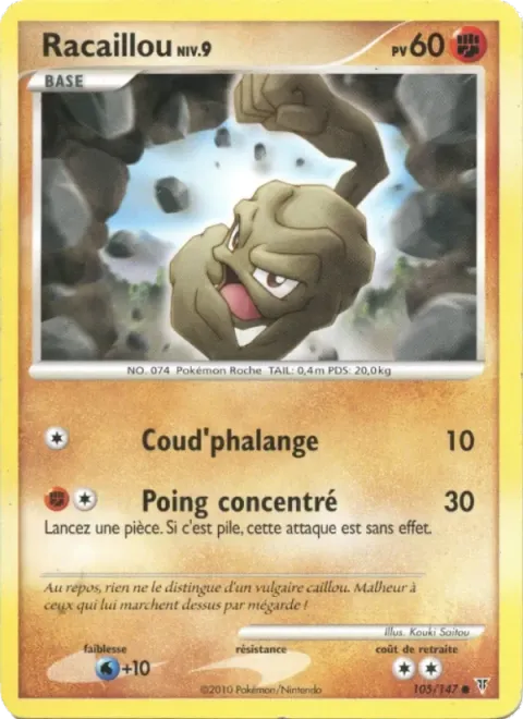 Carte Pokémon Racaillou 105/147, extension Vainqueurs Suprêmes