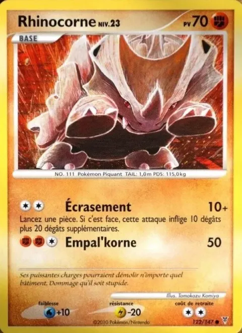 Carte Pokémon Rhinocorne 122/147, extension Vainqueurs Suprêmes