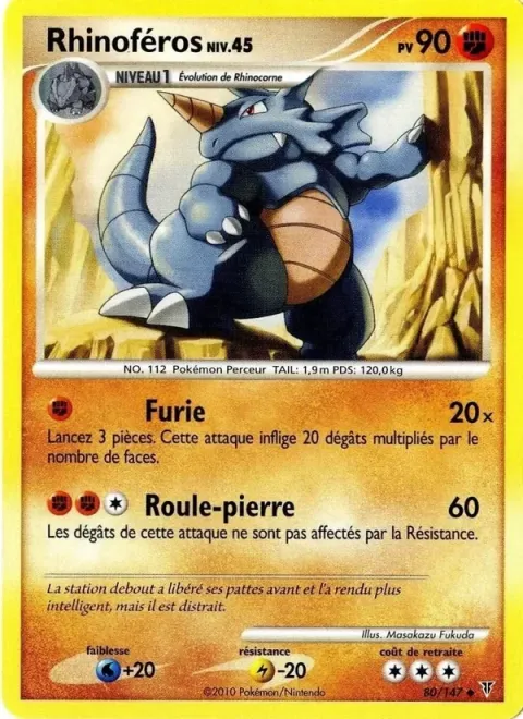 Carte Pokémon Rhinoféros 080/147, extension Vainqueurs Suprêmes