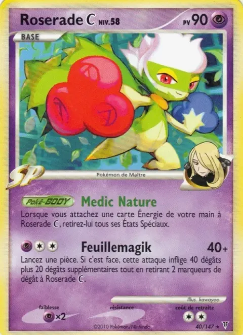 Carte Pokémon Roserade C 040/147, extension Vainqueurs Suprêmes