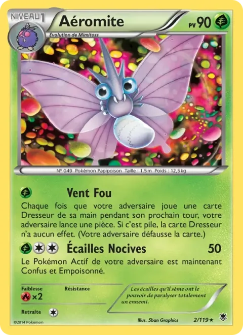 Carte Pokémon Aéromite 002/119, extension Vigueur Spectrale
