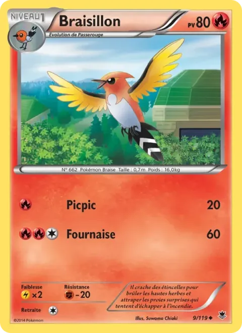 Carte Pokémon Braisillon 009/119, extension Vigueur Spectrale