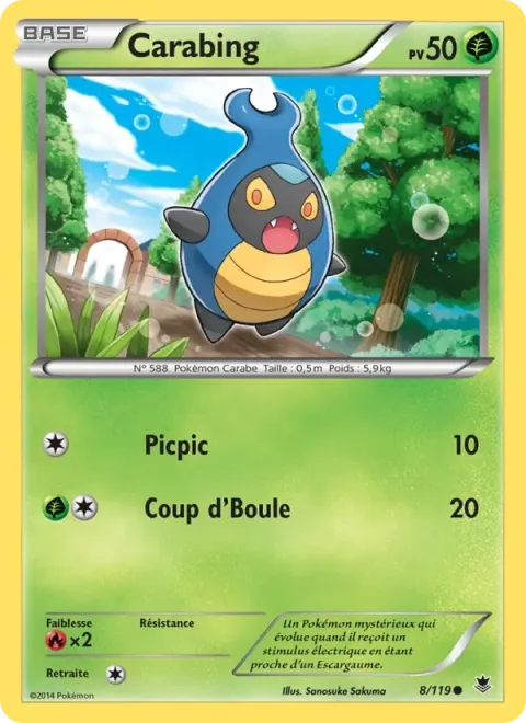 Carte Pokémon Carabing 008/119, extension Vigueur Spectrale