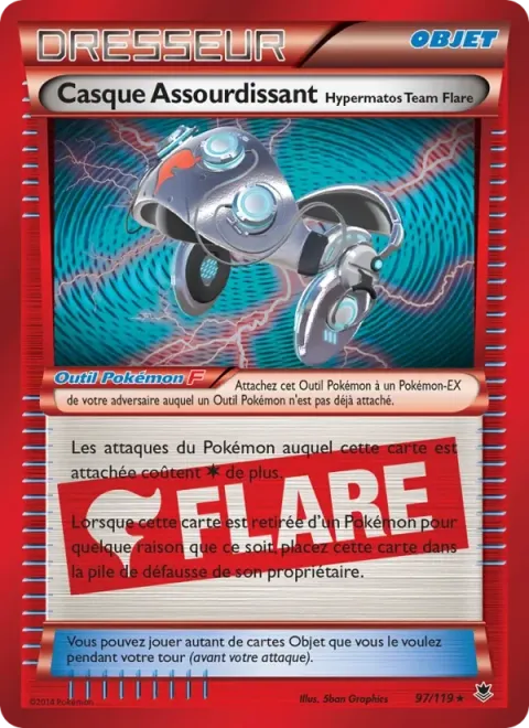 Carte Pokémon Casque Assourdissant Hypermatos Team Flare 097/119, extension Vigueur Spectrale