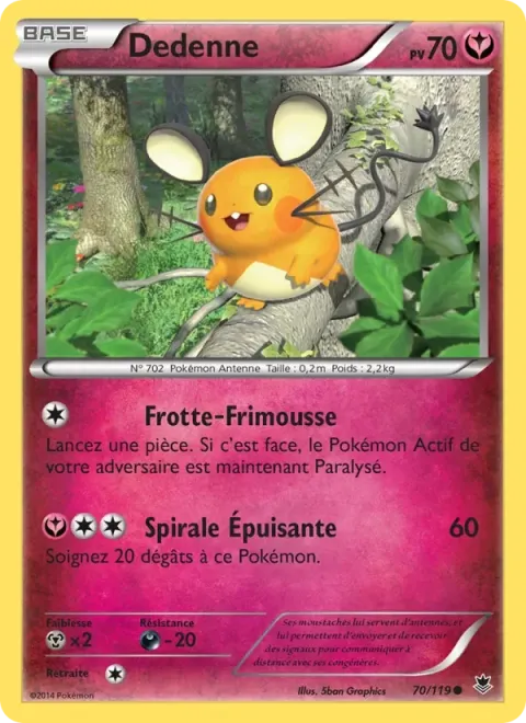 Carte Pokémon Dedenne 070/119, extension Vigueur Spectrale