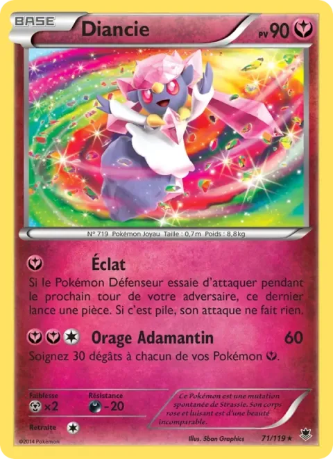 Carte Pokémon Diancie 071/119, extension Vigueur Spectrale