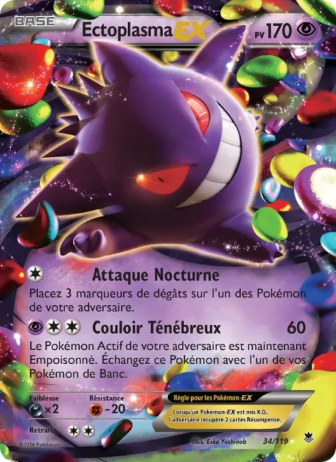 Carte Pokémon Ectoplasma EX 034/119, extension Vigueur Spectrale