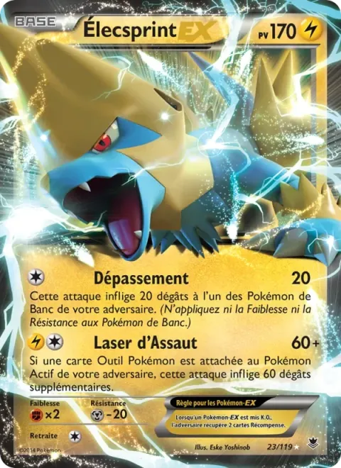 Carte Pokémon Élecsprint EX 023/119, extension Vigueur Spectrale
