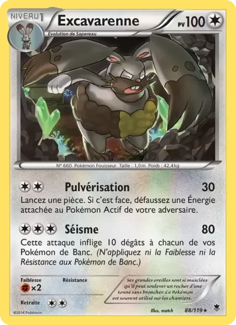 Carte Pokémon Excavarenne 088/119, extension Vigueur Spectrale