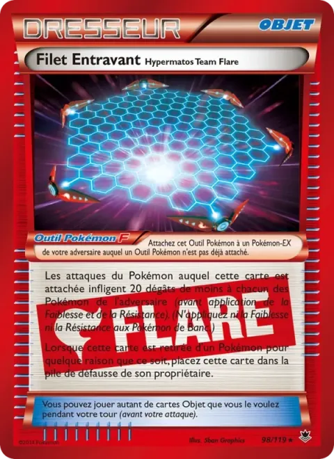 Carte Pokémon Filet Entravant Hypermatos Team Flare 098/119, extension Vigueur Spectrale