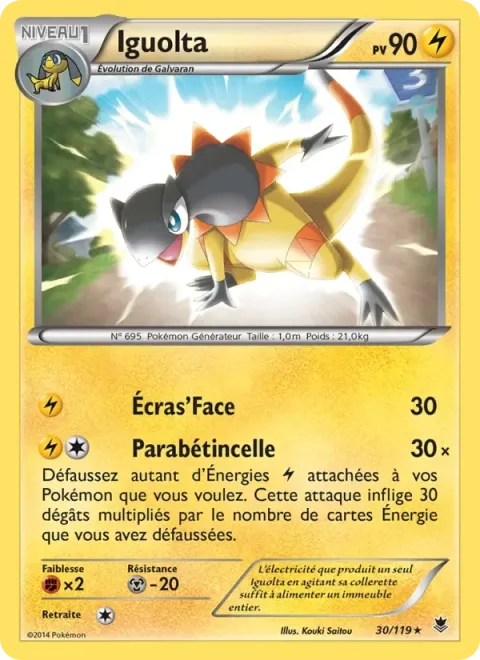 Carte Pokémon Iguolta 030/119, extension Vigueur Spectrale