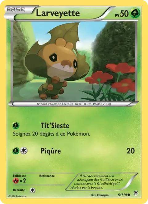 Carte Pokémon Larveyette 005/119, extension Vigueur Spectrale