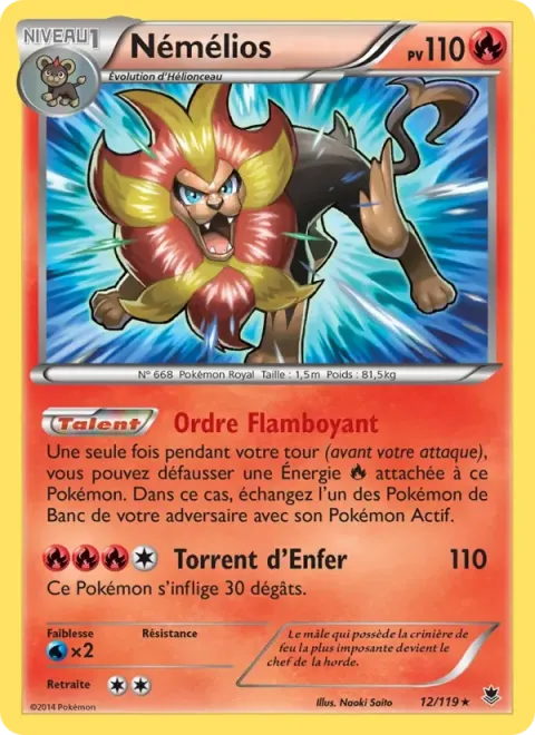 Carte Pokémon Némélios 012/119, extension Vigueur Spectrale