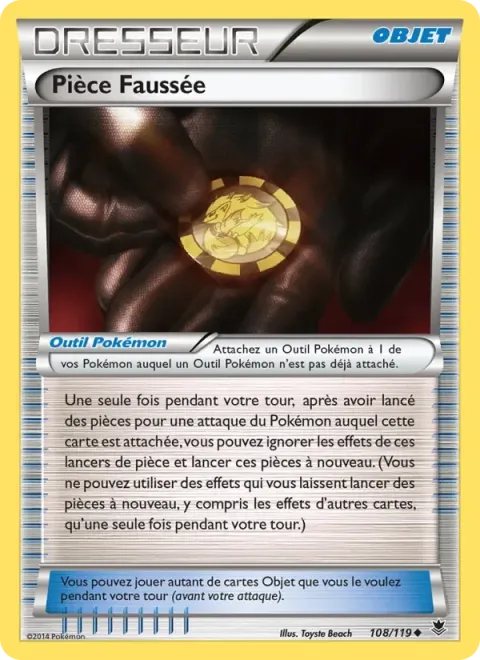 Carte Pokémon Pièce Faussée 108/119, extension Vigueur Spectrale