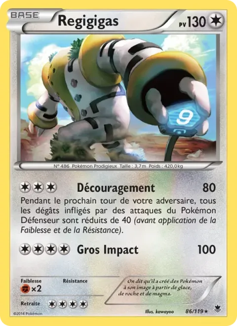 Carte Pokémon Regigigas 086/119, extension Vigueur Spectrale