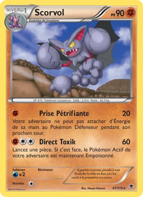 Carte Pokémon Scorvol 047/119, extension Vigueur Spectrale