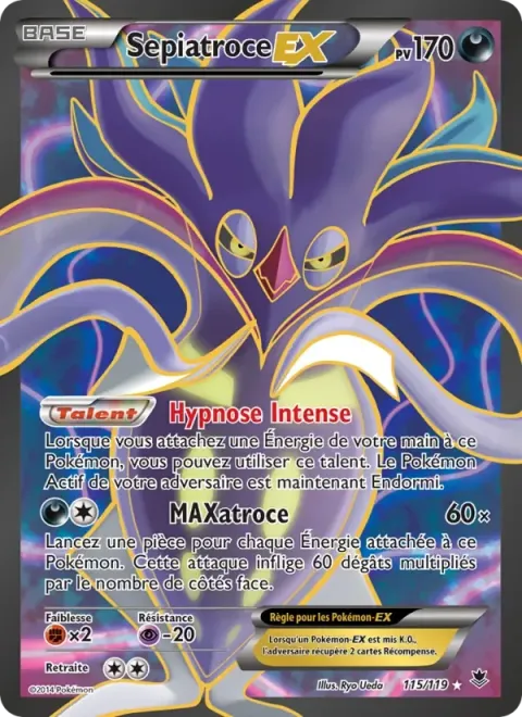 Carte Pokémon Sepiatroce EX 115/119, extension Vigueur Spectrale
