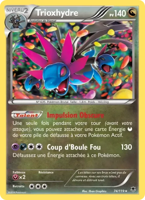 Carte Pokémon Trioxhydre 074/119, extension Vigueur Spectrale