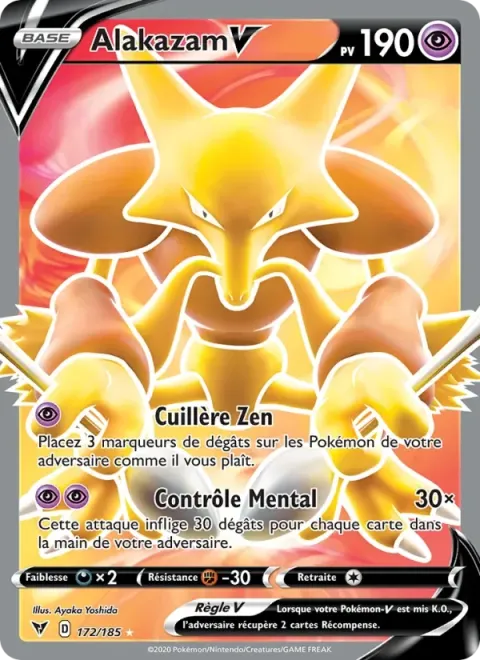 Carte Pokémon Alakazam V 172/185, extension Voltage Éclatant